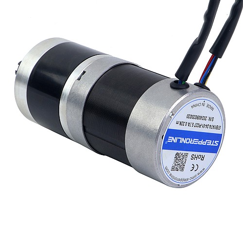 24V 101W Round Geared Brushless DC Motor 6.90Nm(977.12oz.in) 27:1 Round Planetary Gearbox - 57BYA74-24-01-PG27 | StepperOnline AU