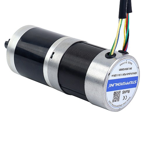 24V 101W Round Geared Brushless DC Motor 11.42Nm(1617.20oz.in) 51:1 Round Planetary Gearbox - 57BYA74-24-01-PG51 | StepperOnline AU