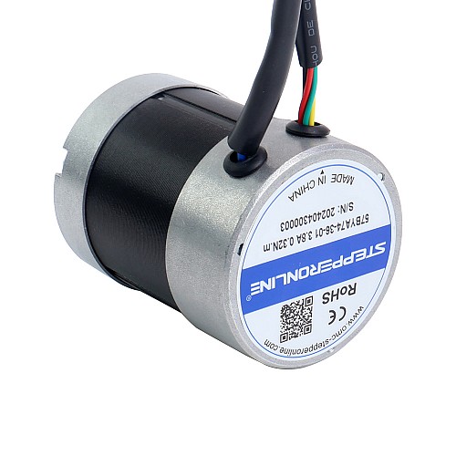 36V 3000RPM 0.32Nm 101W 3.80A Φ57x73.5mm Brushless DC Motor - 57BYA74-36-01 | StepperOnline AU