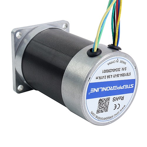 36V 3000RPM 0.41Nm 129W 4.90A 57x57x93.5mm Brushless DC Motor - 57BYB94-36-01 | StepperOnline AU