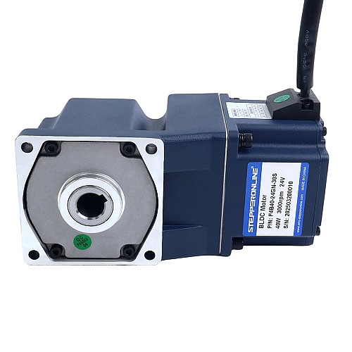 24V 40W 60RPM Geared BLDC Motor 4.59Nm(650.34oz.in) 50:1 Right Angle Gearbox - F4B40-24GN-30S/4GN50RC | StepperOnline AU