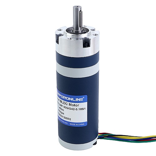 24V 30W 579RPM Geared Brushless DC Motor 0.45Nm(63.73oz.in) 5.18:1 Planetary Gearbox - M42B30-24P-30S/G42-5.18S1 | StepperOnline AU