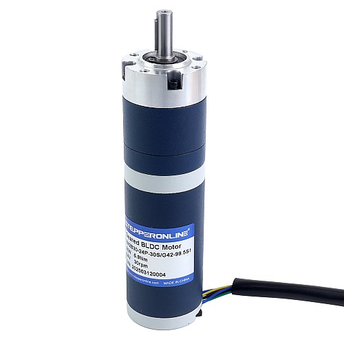 24V 30W 30RPM Geared Brushless DC Motor 6.90Nm(977.12oz.in) 99.5:1 Planetary Gearbox - M42B30-24P-30S/G42-99.5S1 | StepperOnline AU