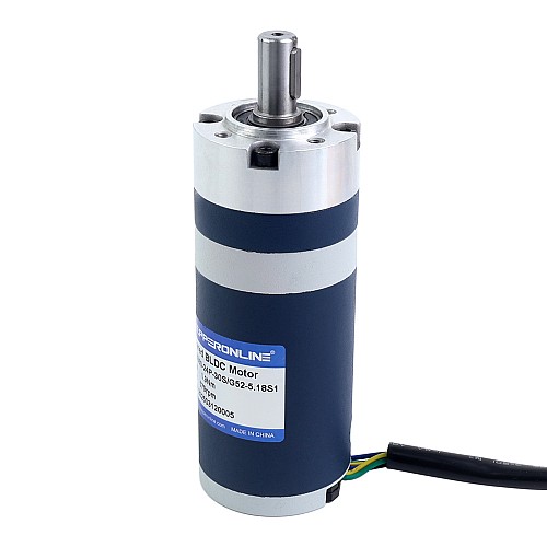 24V 60W 579RPM Geared Brushless DC Motor 0.90Nm(127.45oz.in) 5.18:1 Planetary Gearbox - M52B60-24P-30S/G52-5.18S1 | StepperOnline AU