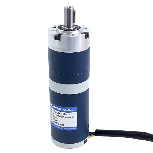 24V 60W 58.9RPM Geared Brushless DC Motor 7.00Nm(991.28oz.in) 50.9:1 Planetary Gearbox - M52B60-24P-30S/G52-50.9S1 | StepperOnline AU