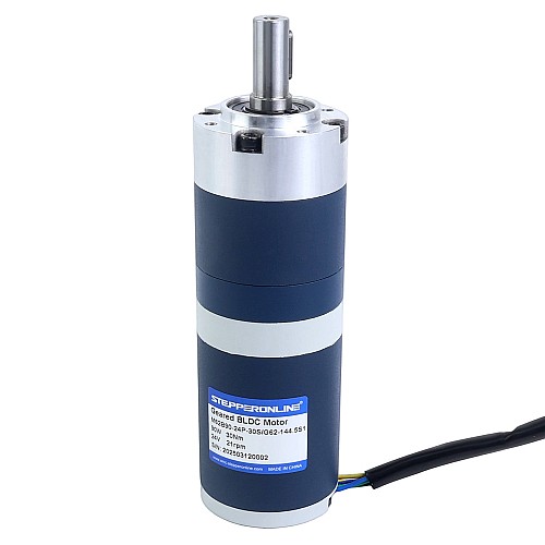 24V 90W 20.7RPM Geared Brushless DC Motor 30.00Nm(4248.35oz.in) 144.5:1 Planetary Gearbox - M62B90-24P-30S/G62-144.5S1 | StepperOnline AU