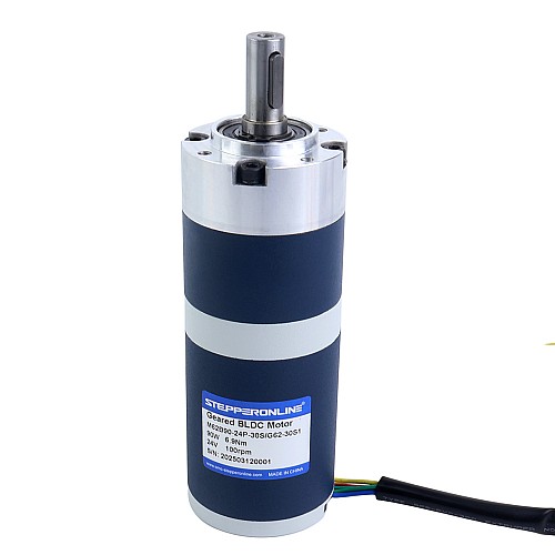 24V 90W 100RPM Geared Brushless DC Motor 6.90Nm(977.12oz.in) 30:1 Planetary Gearbox - M62B90-24P-30S/G62-30S1 | StepperOnline AU
