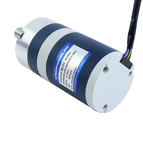 24V 200W 560RPM Geared Brushless DC Motor 3.10Nm(439.00oz.in) 5.36:1 Planetary Gearbox - M82B200-24P-30S/G82-5.36S1 | StepperOnline AU