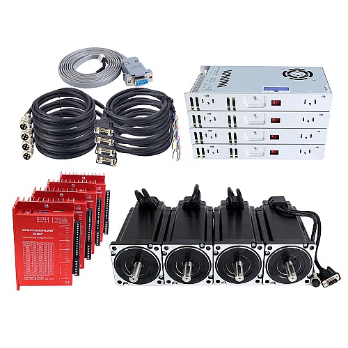 YS Series 4 Axis 12.00Nm(1699.34oz.in) Nema 34 Closed Loop Stepper Kit V2.0 w/ Power Supply - 4-CLYS120-V20 | StepperOnline AU