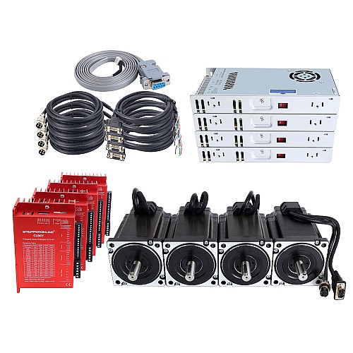 YS Series 4 Axis 9.00Nm(1274.5oz.in) Nema 34 Closed Loop Stepper Kit V2.0 w/ Power Supply - 4-CLYS90-V20 | StepperOnline AU