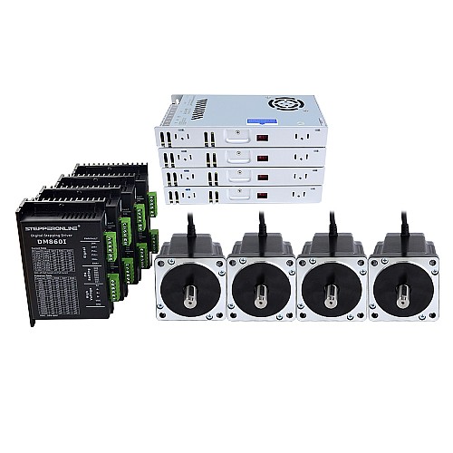 4 Axis Stepper CNC Kit 8.0Nm(1132.89oz.in) Nema 34 Stepper Motor & Driver & 60V Power Supply - 4-DM860I-S80 | StepperOnline AU