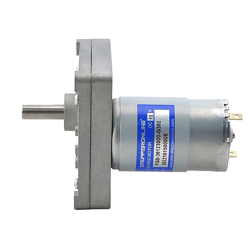 Brushed 12V DC Gear Motor 35Kg.cm/5.7RPM w/ 392:1 Rectangular Spur Gearbox - FGB-36123000-G392 | StepperOnline AU