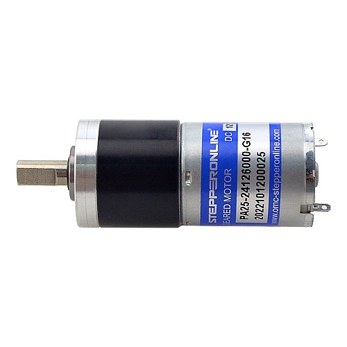 Brushed 12V DC Gear Motor 0.38Kg.cm/281RPM w/ 16:1 Planetary Gearbox - PA25-24126000-G16 | StepperOnline AU