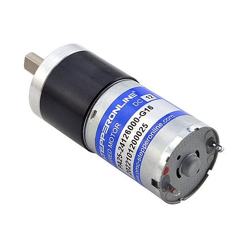 Brushed 12V DC Gear Motor 0.38Kg.cm/281RPM w/ 16:1 Planetary Gearbox - PA25-24126000-G16 | StepperOnline AU