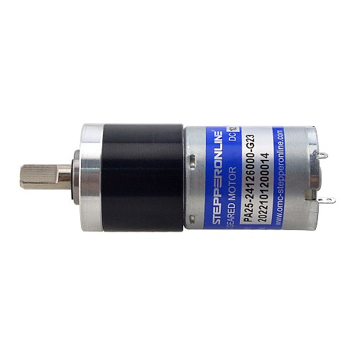 Brushed 12V DC Gear Motor 0.54Kg.cm/199RPM w/ 23:1 Planetary Gearbox - PA25-24126000-G23 | StepperOnline AU