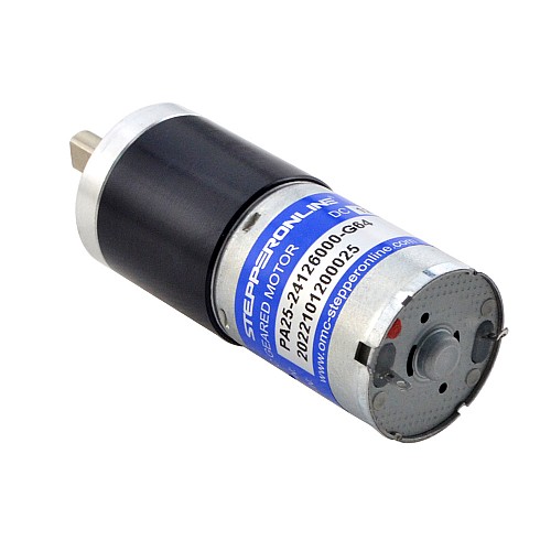 Brushed 12V DC Gear Motor 1.3Kg.cm/70RPM w/ 64:1 Planetary Gearbox - PA25-24126000-G64 | StepperOnline AU