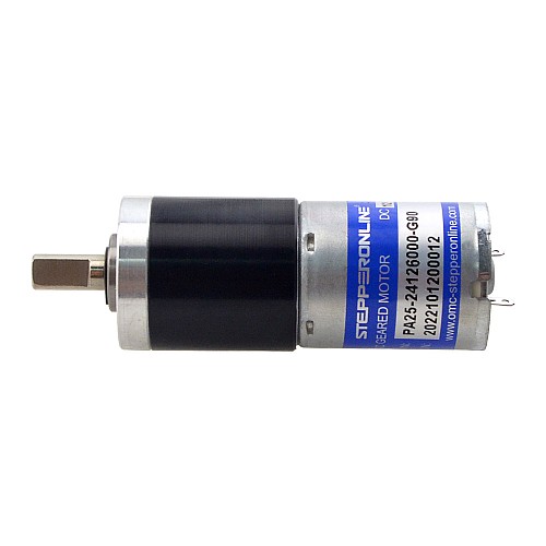 Brushed 12V DC Gear Motor 1.9Kg.cm/50RPM w/ 90.25:1 Planetary Gearbox - PA25-24126000-G90 | StepperOnline AU