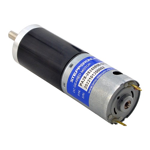 Brushed 24V DC Gear Motor 22Kg.cm/6.4RPM w/ 720:1 Planetary Gearbox - PA28-28245800-G720 | StepperOnline AU
