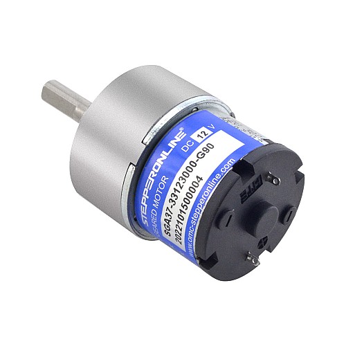 Brushed 12V DC Gear Motor 2Kg.cm/24RPM 90:1 Spur Gearbox - SGA37-33123000-G90 | StepperOnline AU