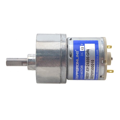Brushed 12V DC Gear Motor 4Kg.cm/50RPM 60:1 Spur Gearbox - SGD37-33124500-G60 | StepperOnline AU