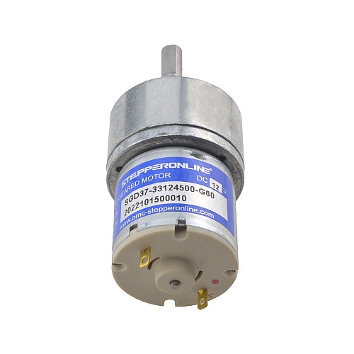 Brushed 12V DC Gear Motor 4Kg.cm/50RPM 60:1 Spur Gearbox - SGD37-33124500-G60 | StepperOnline AU