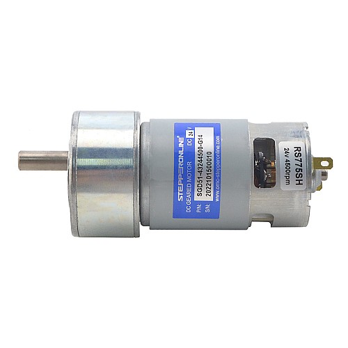 Brushed 24V DC Gear Motor 5Kg.cm/245RPM 14:1 Spur Gearbox - SGD51-43244500-G14 | StepperOnline AU