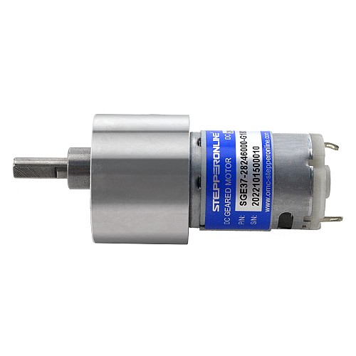 Brushed 24V DC Gear Motor 8.5Kg.cm/25RPM 180:1 Spur Gearbox - SGE37-28246000-G180 | StepperOnline AU