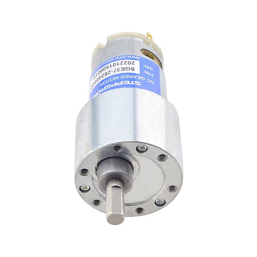 Brushed 24V DC Gear Motor 8.5Kg.cm/25RPM 180:1 Spur Gearbox - SGE37-28246000-G180 | StepperOnline AU