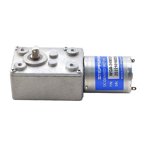 Brushed 12V DC Gear Motor 3Kg.cm/3RPM w/ 828:1 Worm Gearbox - WGA-2430123100-G828 | StepperOnline AU