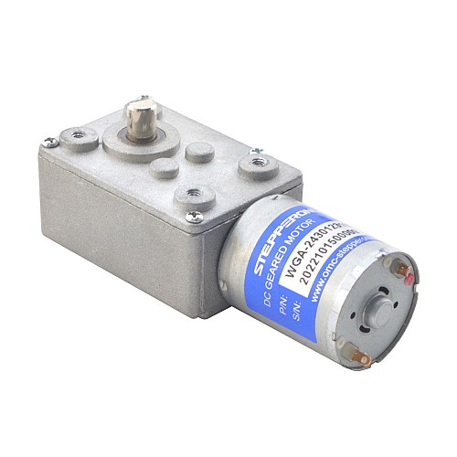Brushed 12V DC Gear Motor 3Kg.cm/3RPM w/ 828:1 Worm Gearbox - WGA-2430123100-G828 | StepperOnline AU