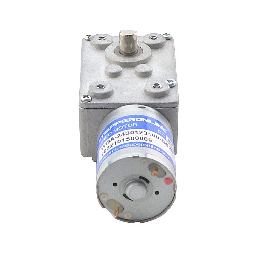 Brushed 12V DC Gear Motor 3Kg.cm/3RPM w/ 828:1 Worm Gearbox - WGA-2430123100-G828 | StepperOnline AU