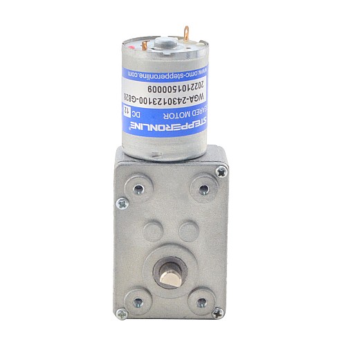 Brushed 12V DC Gear Motor 3Kg.cm/3RPM w/ 828:1 Worm Gearbox - WGA-2430123100-G828 | StepperOnline AU