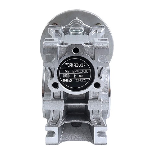 MRVR030 Worm Drive Gearbox 80:1 Ratio Φ9mm Input Shaft with 56B14 Motor Input Flange - MRVR030BB3-G80-D9 | StepperOnline AU