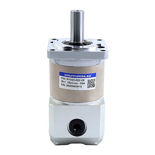 RYG Series Right Angle Planetary Gearbox Gear Ratio 20:1 Backlash 15arc-min for Nema 23 Stepper Motor - RYG23-G20-D8 | StepperOnline AU