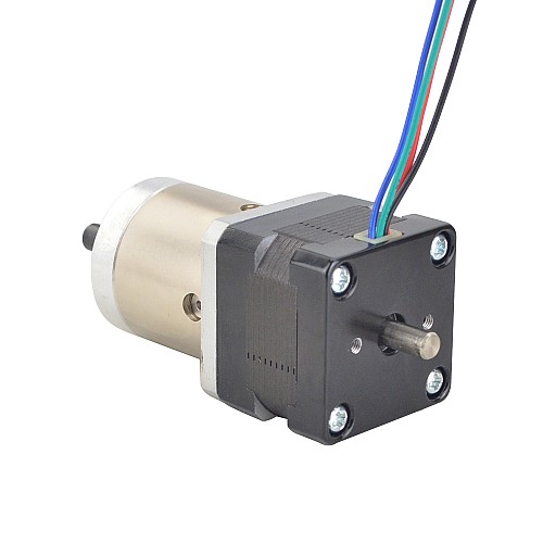 Nema 14 Dual Shaft Stepper Motor Bipolar L=28mm w/ Gear Ratio 19:1 Planetary Gearbox 9.5mm Rear Shaft Length - 14HS11-1004D-PG19-AR3 | StepperOnline AU