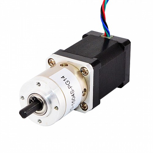 Nema 14 Stepper Motor Bipolar L=52mm w/ Gear Ratio 14:1 Planetary Gearbox - 14HS20-1504S-PG14 | StepperOnline AU
