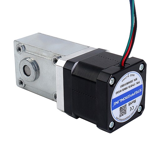 Nema 17 Stepper Motor L=39mm 1.68A Gear Ratio 40:1 Square Worm Geabox - 17HS15-1684S-WG40 | StepperOnline AU