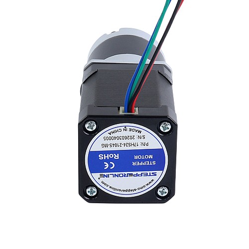 Nema 17 Stepper Motor Bipolar L=60mm w/ Gear Ratio 100:1 MG Series Planetary Gearbox - 17HS24-2104S-MG100 | StepperOnline AU