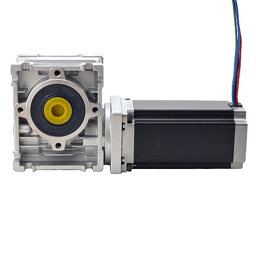 Nema 23 Stepper Motor L=113mm Gear Ratio 20:1 Worm Gearbox NMRV30 Worm Gear Speed Reducer - 23HS45-4204S-RV30-G20 | StepperOnline AU