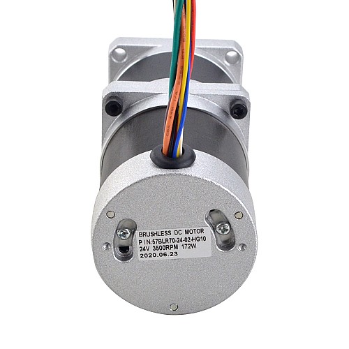24V 172W 350RPM Geared Brushless DC Motor 4.00Nm(566.45oz.in) 10:1 High Precision Gearbox - 57BLR70-24-02-HG10 | StepperOnline AU
