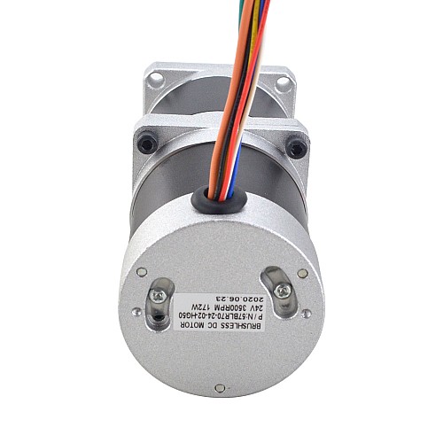 24V 172W 70RPM Geared Brushless DC Motor 17.63Nm(2496.61oz.in) 50:1 High Precision Gearbox - 57BLR70-24-02-HG50 | StepperOnline AU