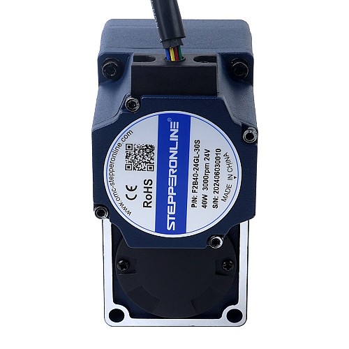 24V 40W 20RPM 13.00Nm(1840.95oz.in) 150:1 Geared Brushless DC Motor w/ Parallel Hollow Shaft Gearbox - F2B40-24GL-30S/2GL150RC | StepperOnline AU