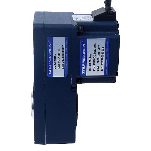 24V 60W 20RPM 21.00Nm(2973.84oz.in) 150:1 Geared Brushless DC Motor w/ Parallel Hollow Shaft Gearbox - F4B60-24GL-30S/4GL150RC | StepperOnline AU