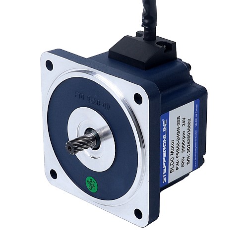 24V 60W 100RPM Geared Brushless DC Motor 4.18Nm(591.94oz.in) 30:1 Spur Gearbox - F5B60-24GN-30S/5GN30K | StepperOnline AU