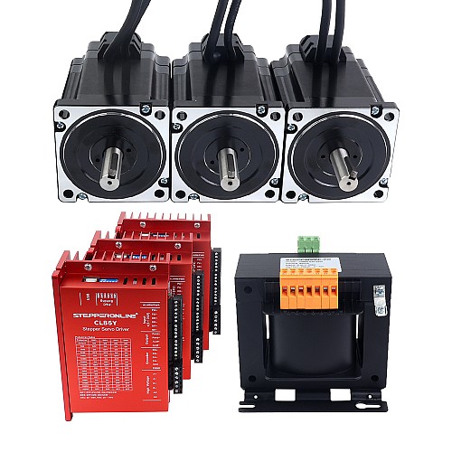 YS Series 3 Axis Closed Loop Stepper CNC Kit 6.50Nm(920.48oz.in) Nema 34 Motor w/ 1.5m Cables & AC Transformer - 3-ACLYS65-1M5 | StepperOnline AU