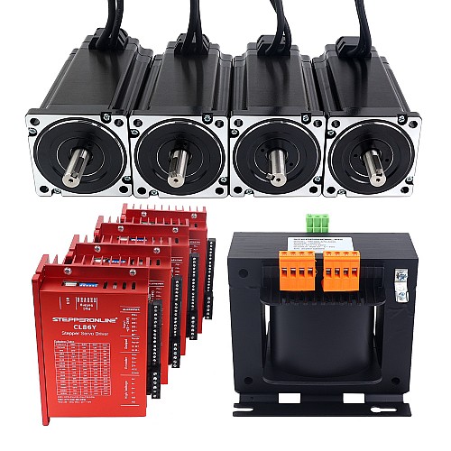 YS Series 4 Axis Closed Loop Stepper CNC Kit 12.0Nm(1699.34oz.in) Nema 34 Motor w/ 1.5m Cables & AC Transformer - 4-ACLYS120-1M5 | StepperOnline AU