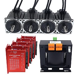 YS Series 4 Axis Closed Loop Stepper CNC Kit 6.50Nm(920.48oz.in) Nema 34 Motor w/ 1.5m Cables & AC Transformer