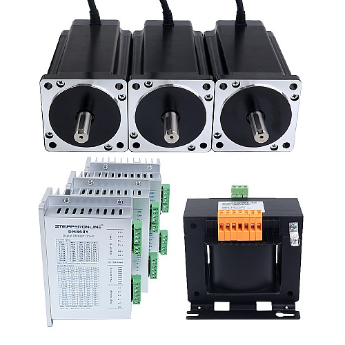 YS Series 3 Axis Stepper CNC Kit 12.0Nm(1699.34oz.in) Nema 34 Stepper Motor & Driver & AC Transformer - 3-DM860Y-TR120 | StepperOnline AU