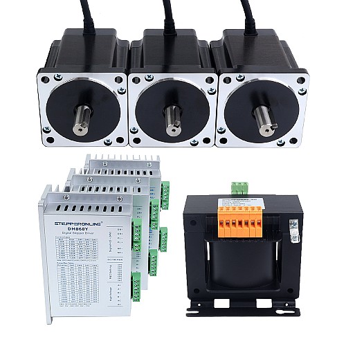 YS Series 3 Axis Stepper CNC Kit 8.0Nm(1132.89oz.in) Nema 34 Stepper Motor & Driver & AC Transformer - 3-DM860Y-TR80 | StepperOnline AU
