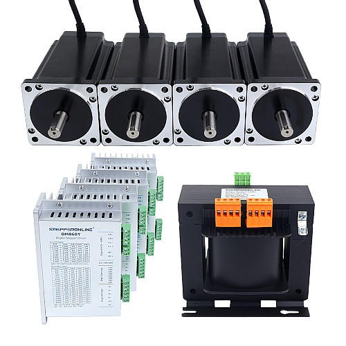 YS Series 4 Axis Stepper CNC Kit 12.0Nm(1699.34oz.in) Nema 34 Stepper Motor & Driver & AC Transformer - 4-DM860Y-TR120 | StepperOnline AU